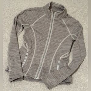 Brown and White Zip-Up Athleta Jacket